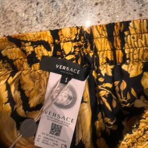 Versace Gold and Black Floral Shorts